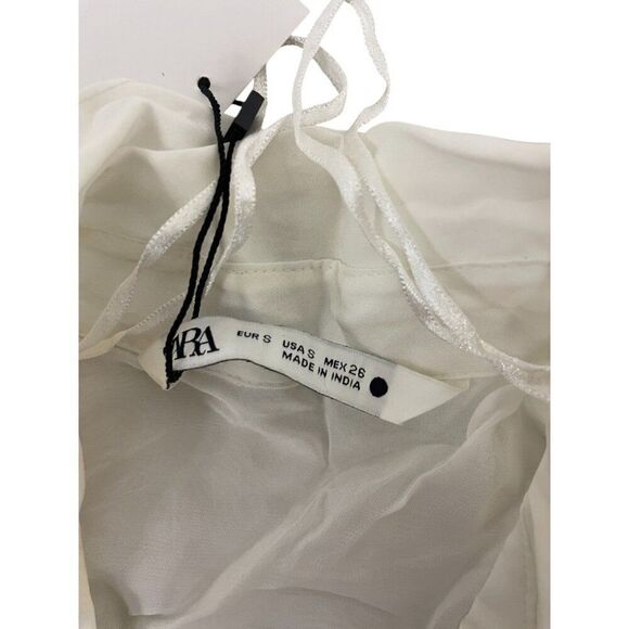 Zara Womens Button Up Shirt Size S White Lace Long Sleeve 2903/040 NWT - Picture 9 of 12